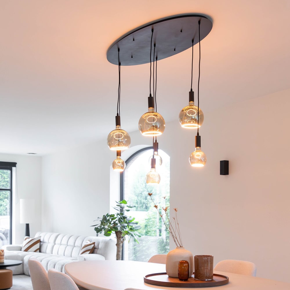 Lampe suspendue en métal noire avec 7 ampoules led 40 w — vue 3