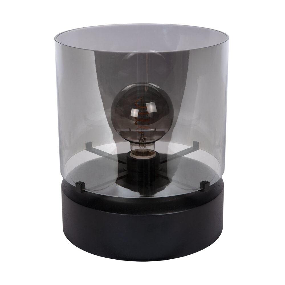 Lampe de table cylindrique en verre noir culot e27 — vue 4