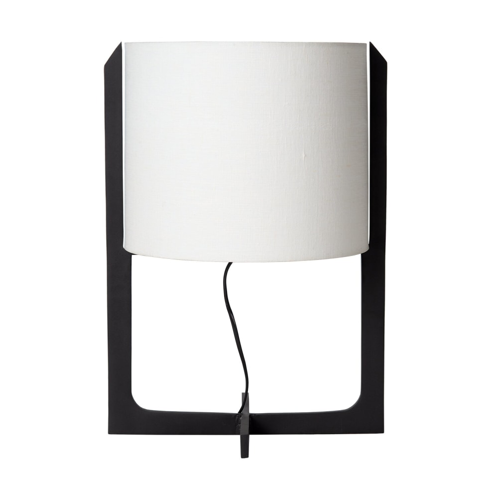 Lampe de table avec pieds en métal noir et abat-jour en lin, ø 30 cm — vue 3