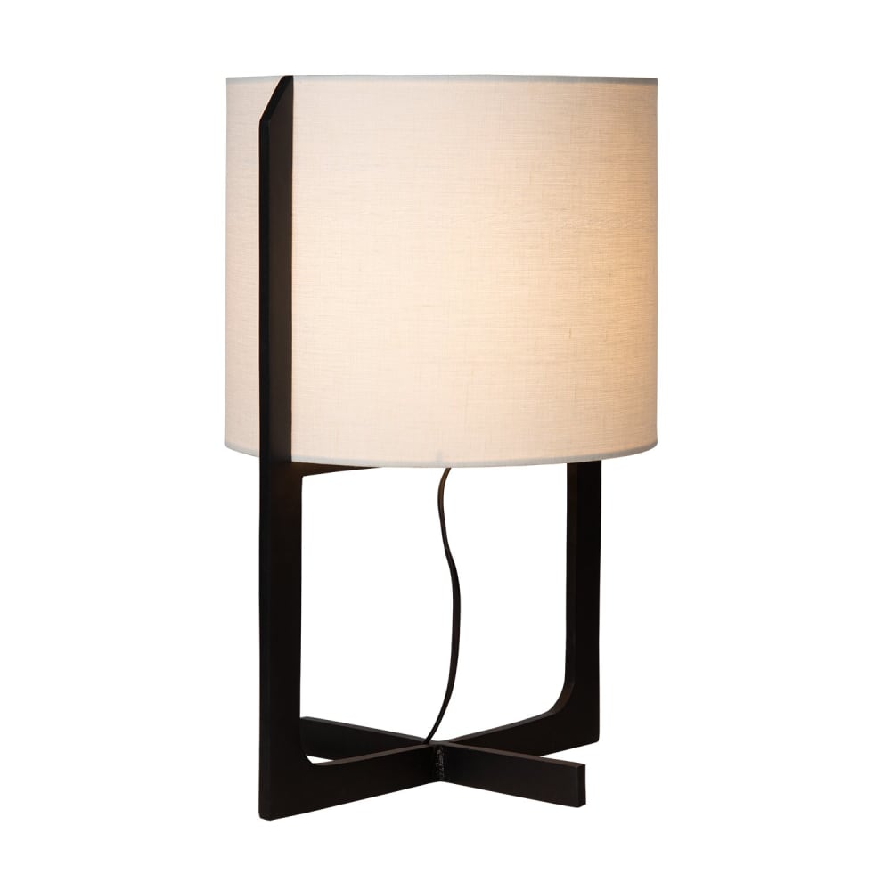 Lampe de table avec pieds en métal noir et abat-jour en lin, ø 30 cm — vue 4