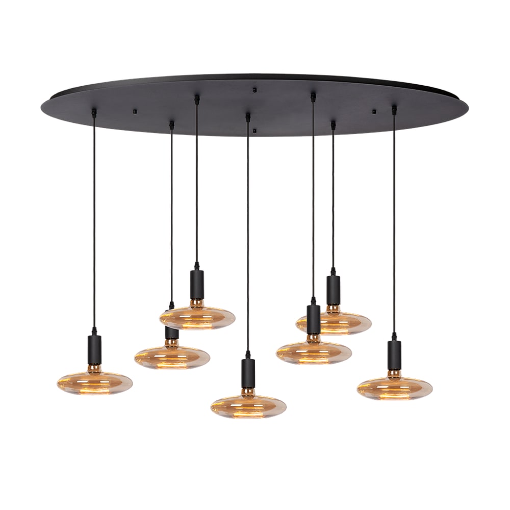 Lampe suspendue en métal noire avec 7 ampoules LED 40 W