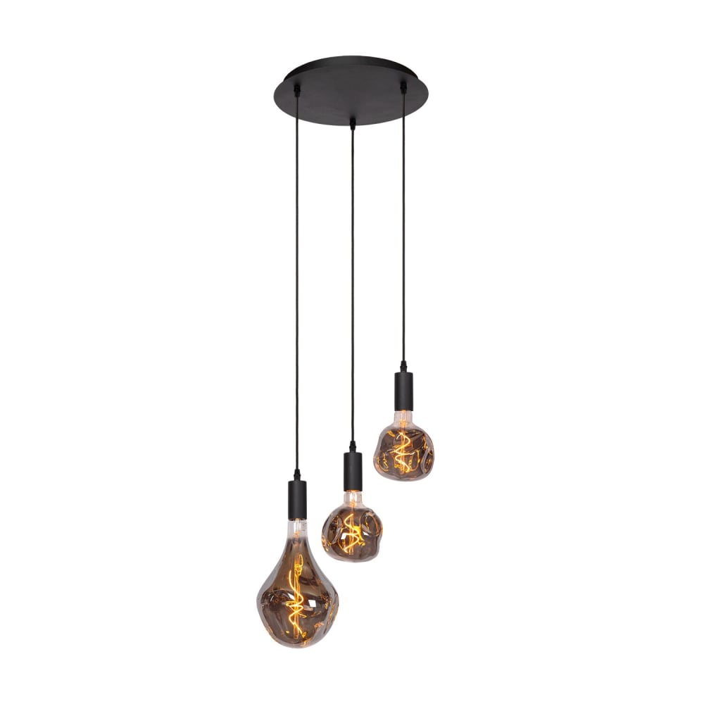 Atmooz Hängeleuchte aus Metall, inklusive 3 LED-Lampen, 40W, Schwarz Schwarz Metall