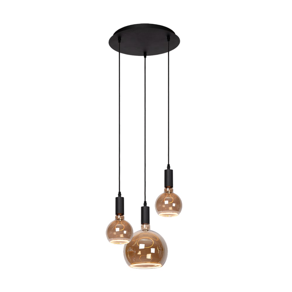 Lampe suspendue en métal noire avec 3 ampoules LED 40 W