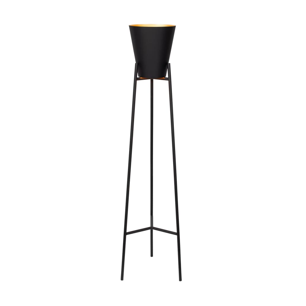 Atmooz Stehleuchte Xavier Metall schwarz innen goldfarben E27 150 cm - Metall