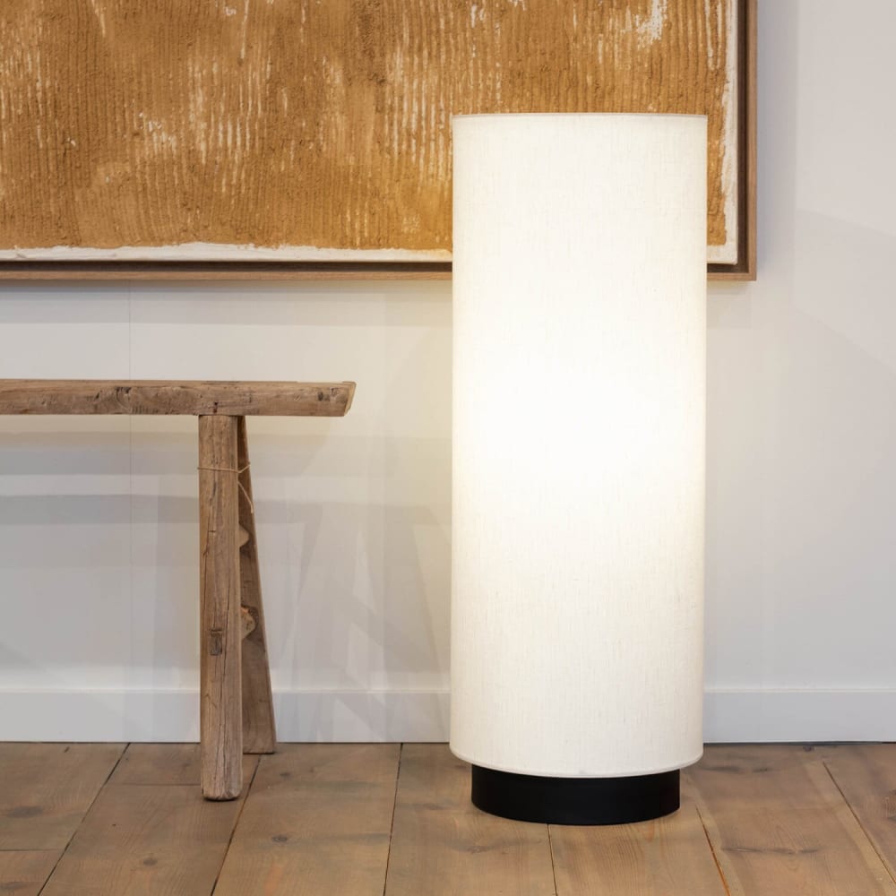 Lampadaire en lin blanc et noir, h 82 cm — vue 3