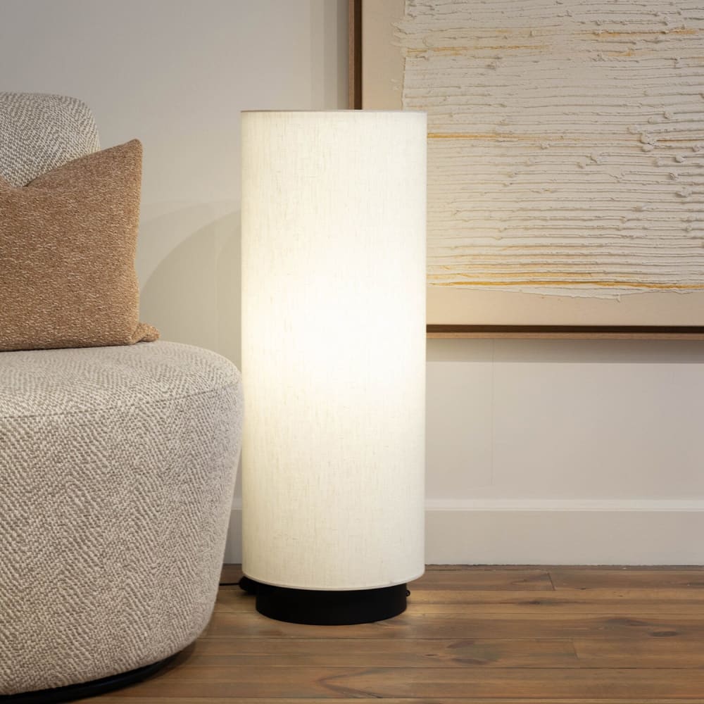 Lampadaire en lin blanc et noir, h 82 cm — vue 4