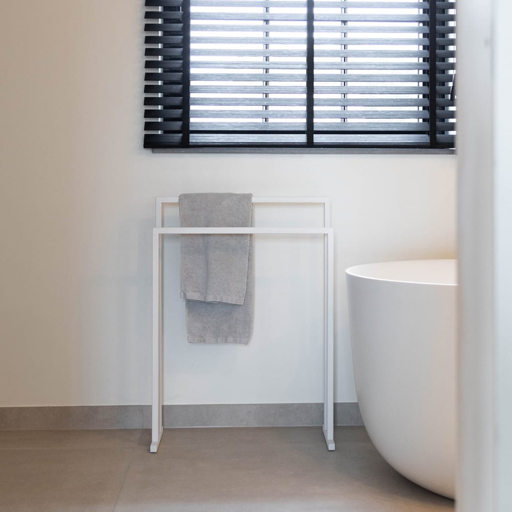 Porte-serviette en métal blanc, H 82 cm