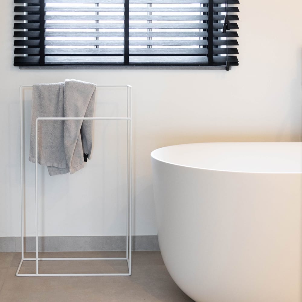 Porte-serviette en métal blanc, H 90 cm