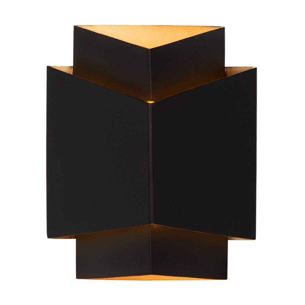 Applique murale triangulaire 2x G9 en métal noire, 22 x 18 x 15 cm