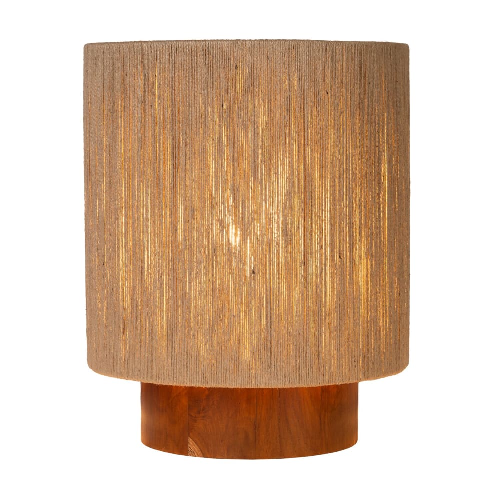Atmooz Tischleuchte Tomar M aus Holz und Jute, Ø30 cm, E27 Braun Holz