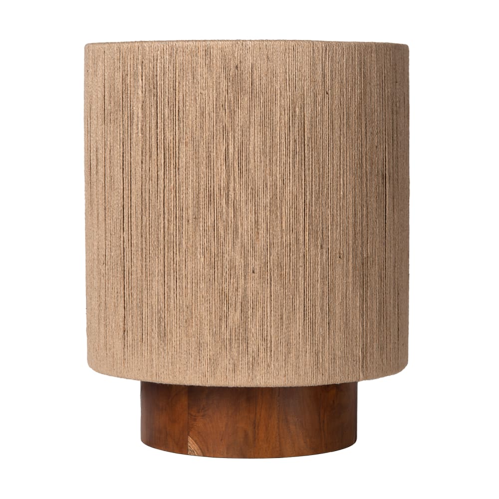 Lampe de table en toile de jute et socle en bois, Ø 30 cm H 30 cm