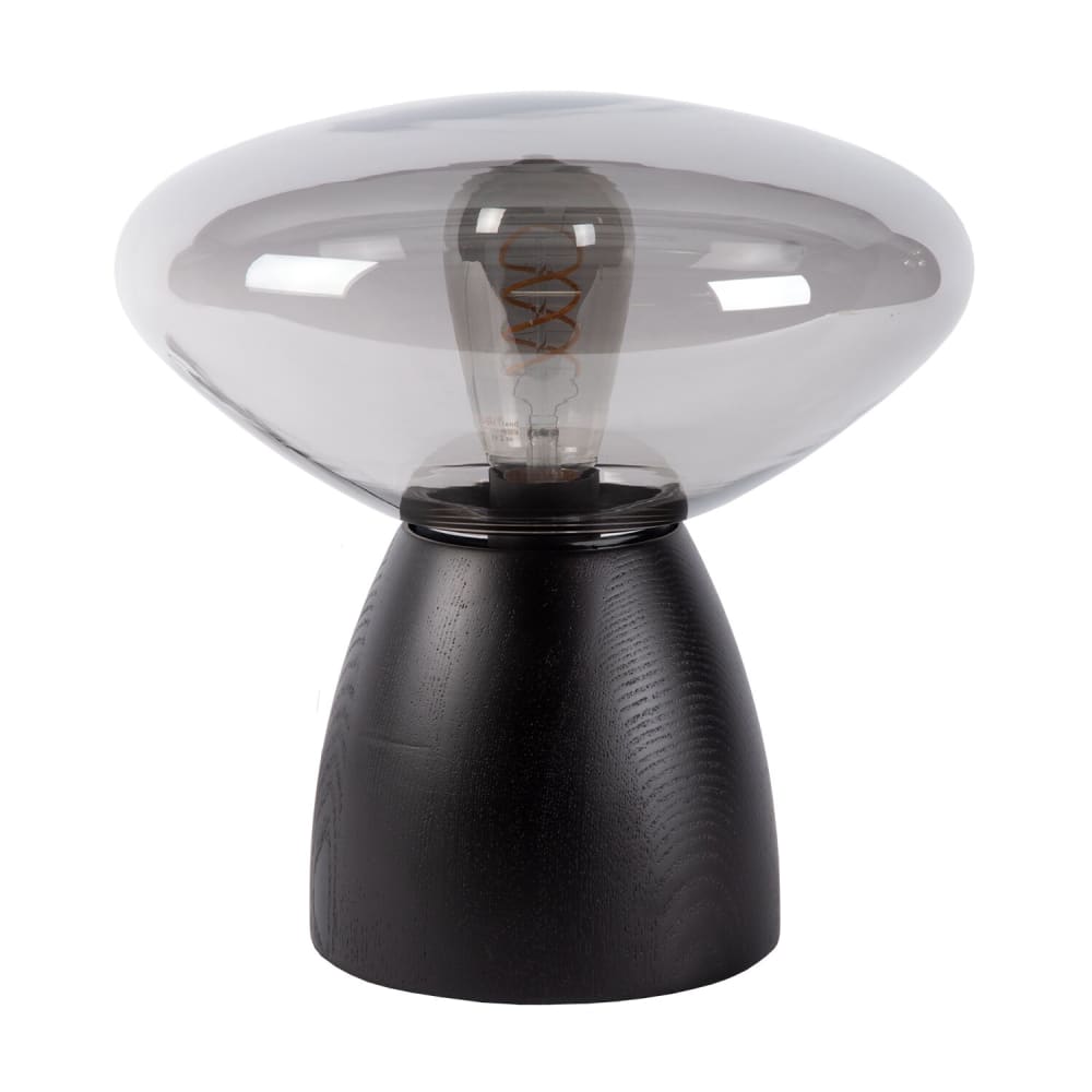 Lampe de table en bois de chêne et verre fumé noir — vue 3