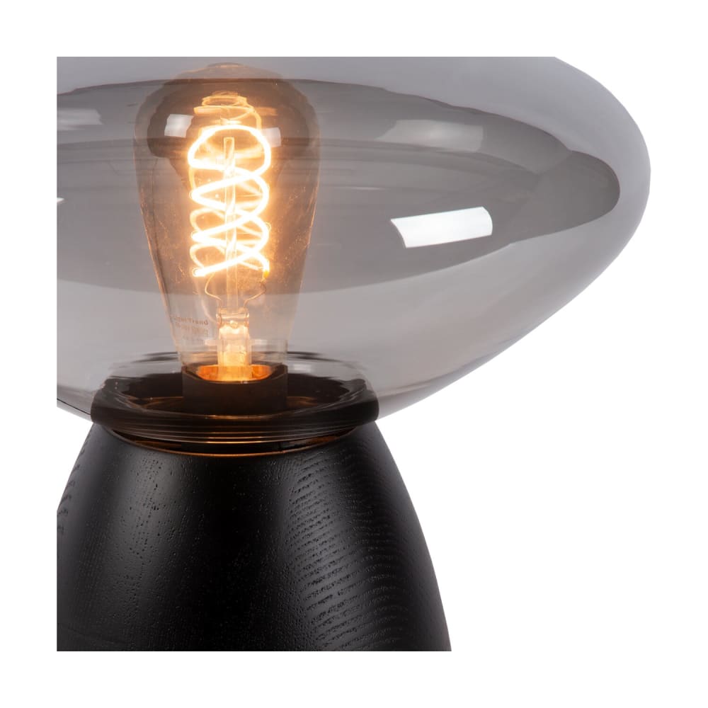 Lampe de table en bois de chêne et verre fumé noir — vue 4