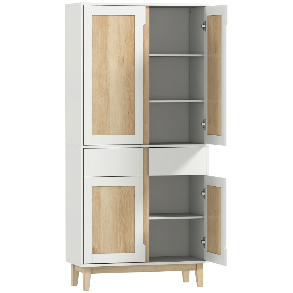 Homcom 4-Türen-Küchenschrank, 2 Schubladen & Weiß-MDF style modern Weiß Spanplatte