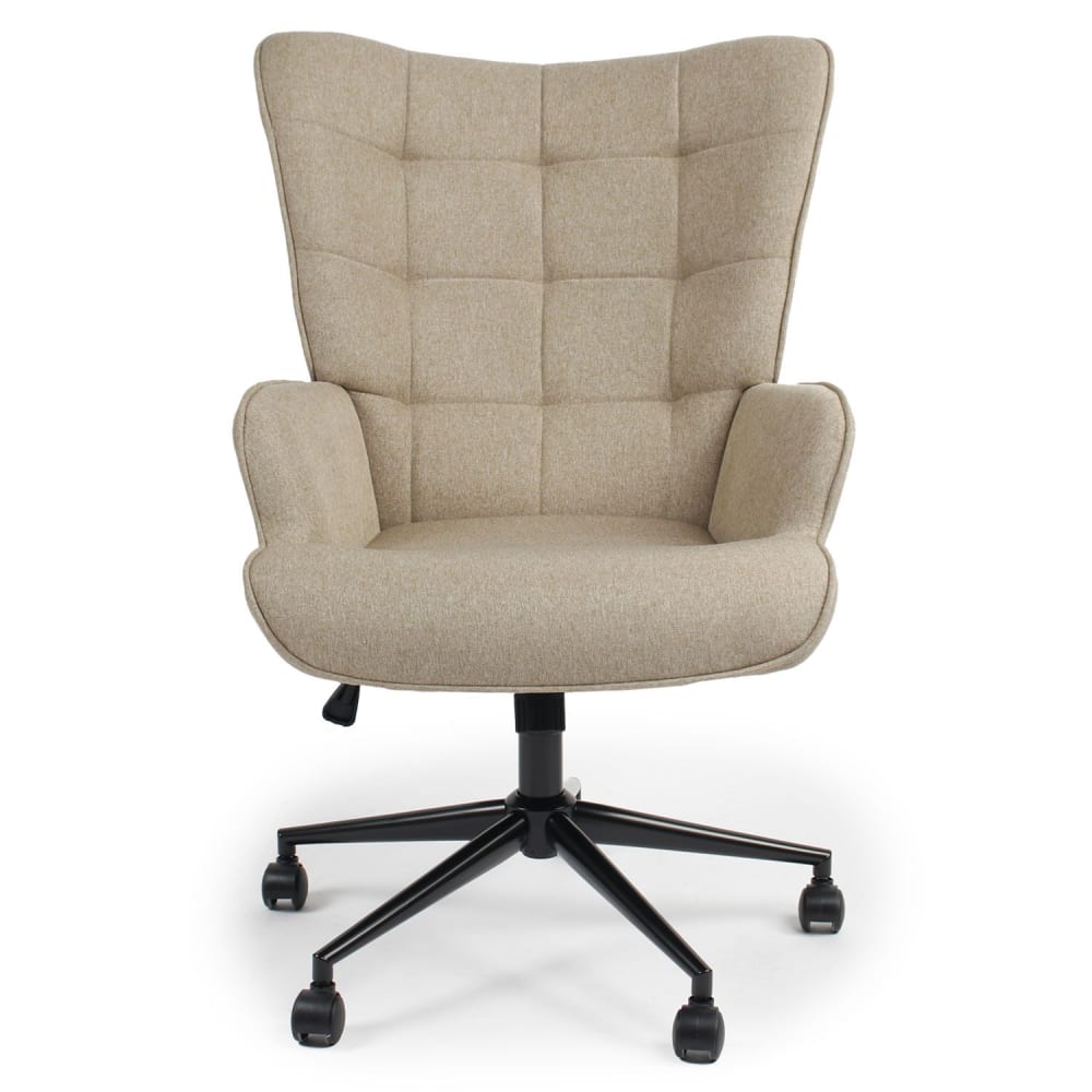 Fauteuil de bureau moderne à haut dossier tissu taupe clair Fauteuil de bureau moderne à haut dossier tissu taupe clair