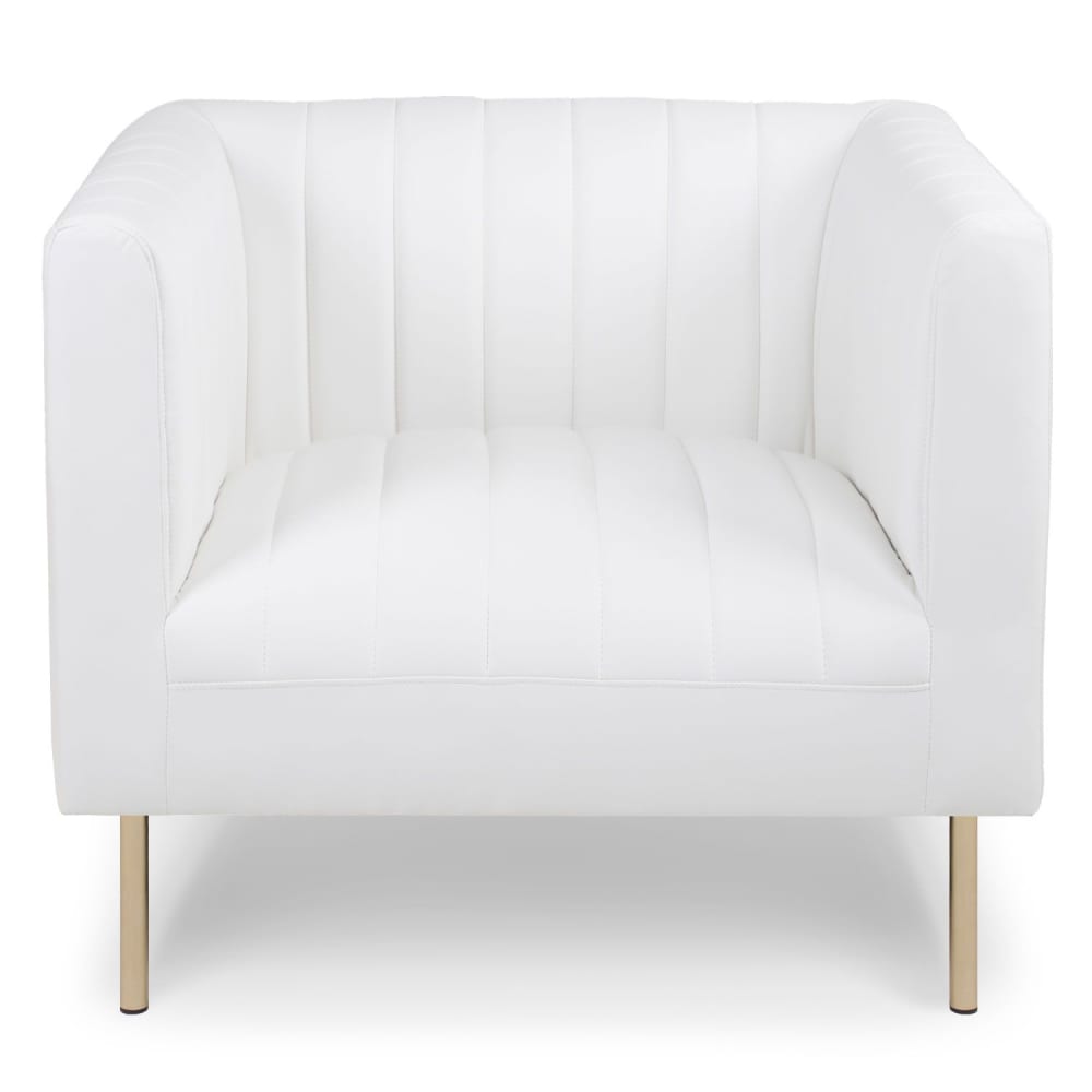 Fauteuil moderne à coutures verticales sacramento simili blanc