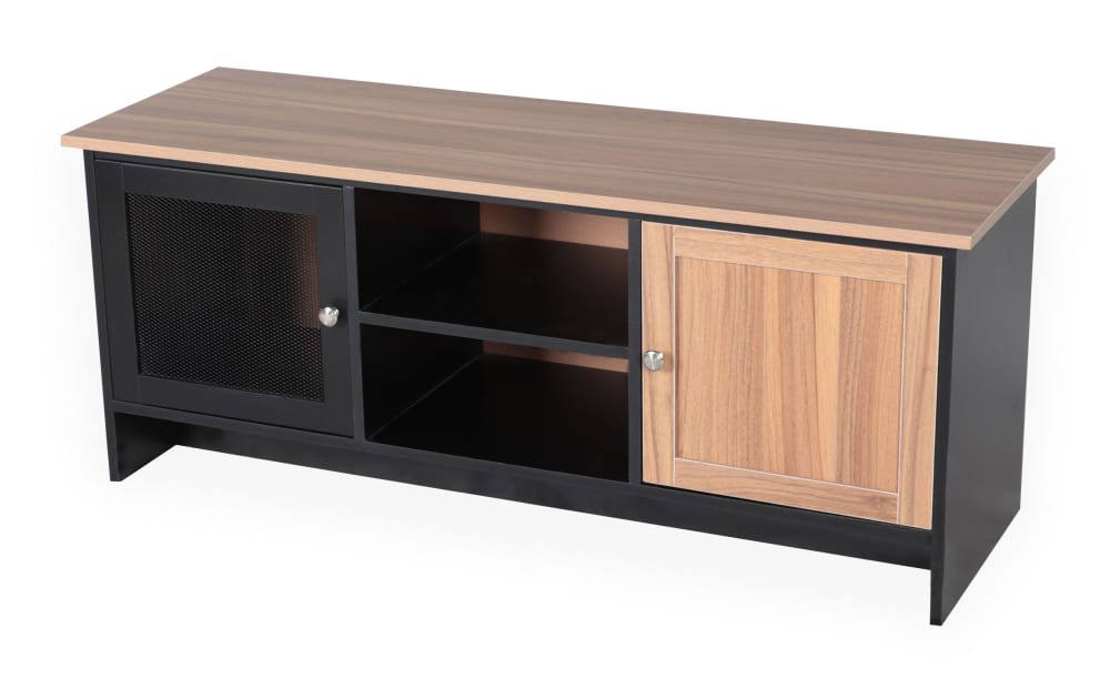 Meuble tv contemporain 2 portes l120cm franck bois et noir