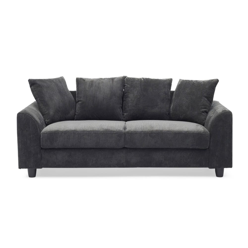 Canapé contemporain 3 places velours côtelé gris foncé