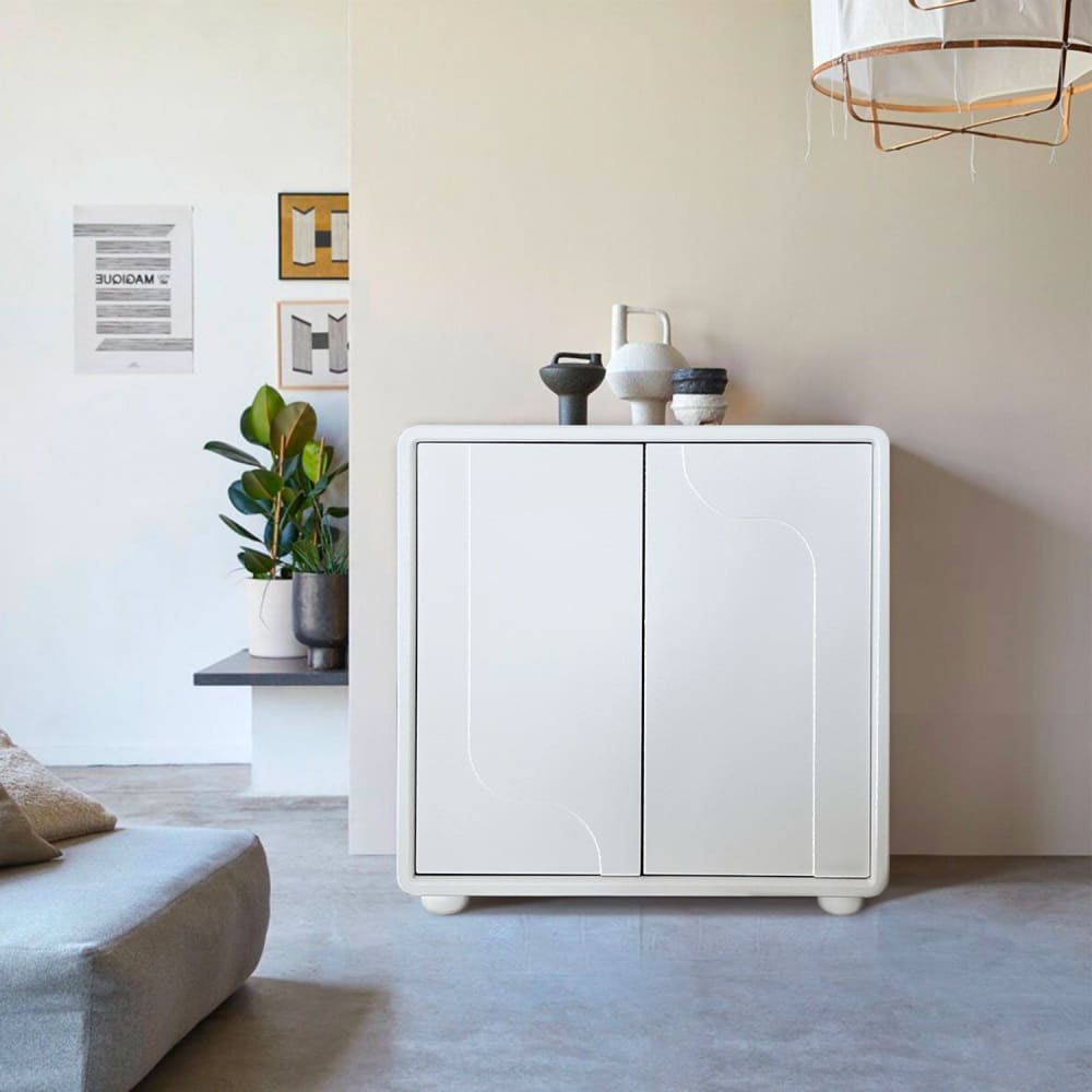 Buffet armoire de rangement design l80cm blanc