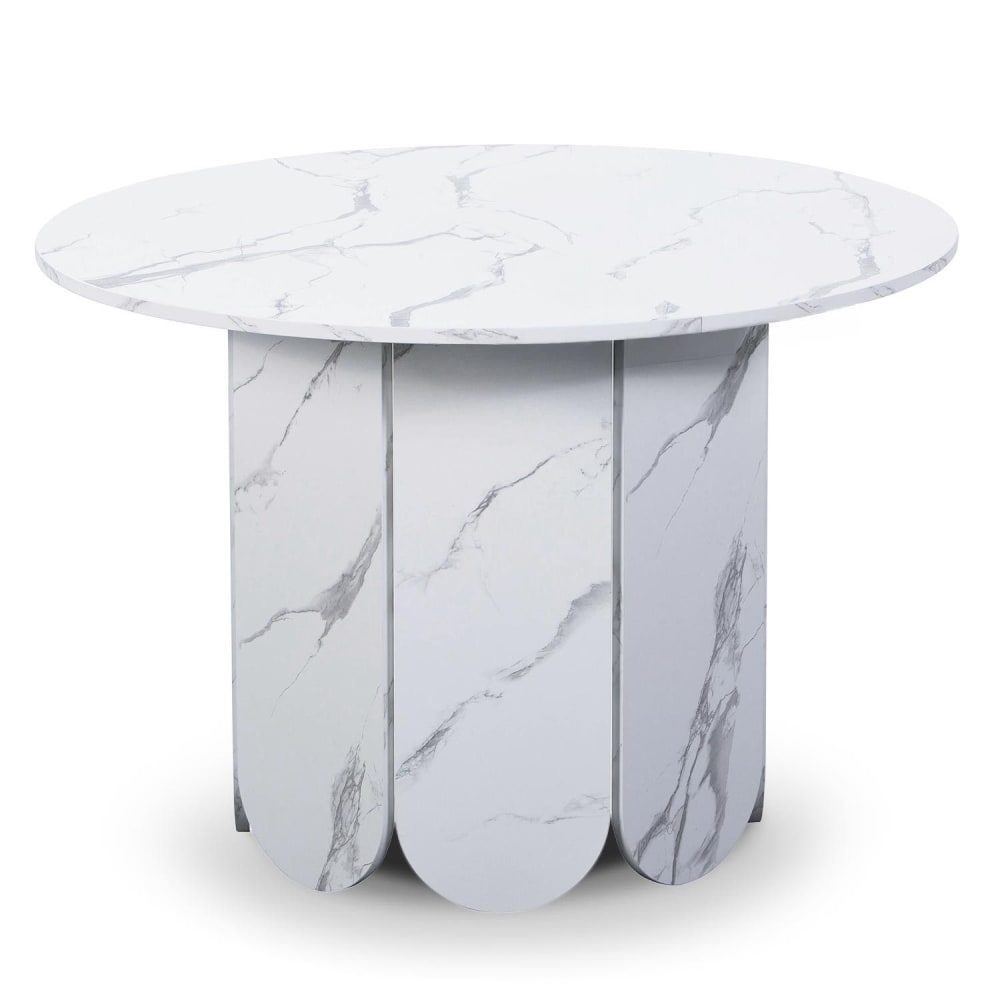 Table ronde style japandi extensible 310cm rallonges intégrées effet