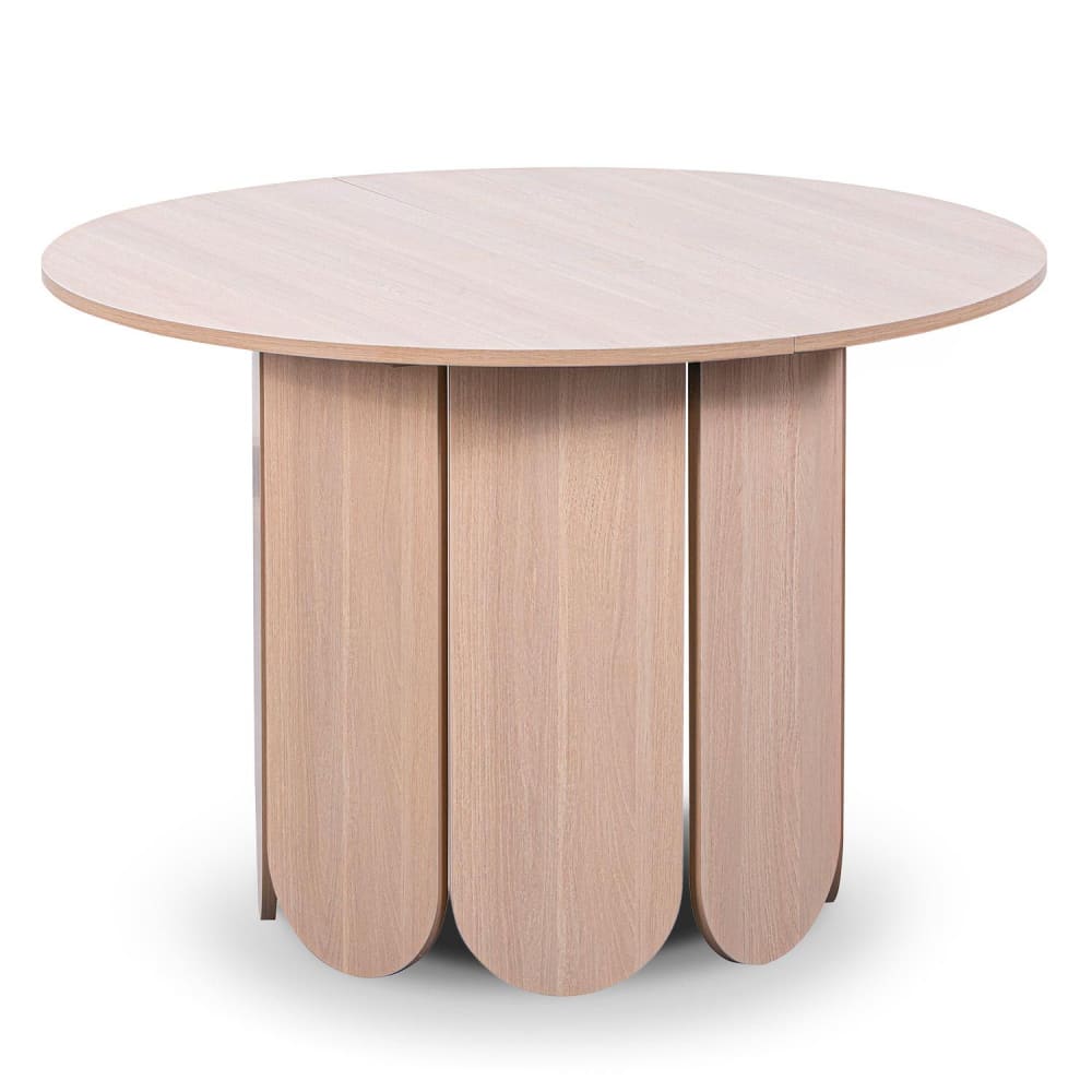 Table ronde style japandi extensible 310cm rallonges intégrées bois