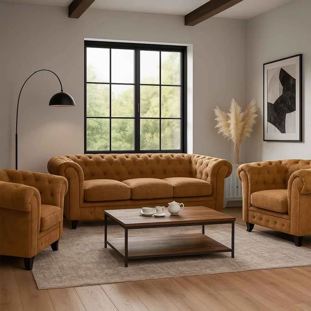 Canapé chesterfield 3 places 199 x 82 x 76h cm Canapé chesterfield 3 places 199 x 82 x 76h cm