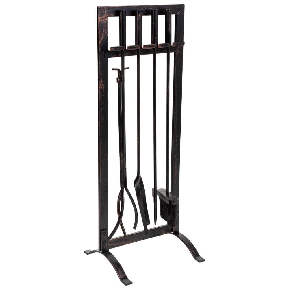herramientas para la chimenea de metal negro set 5  305x27x795h cm