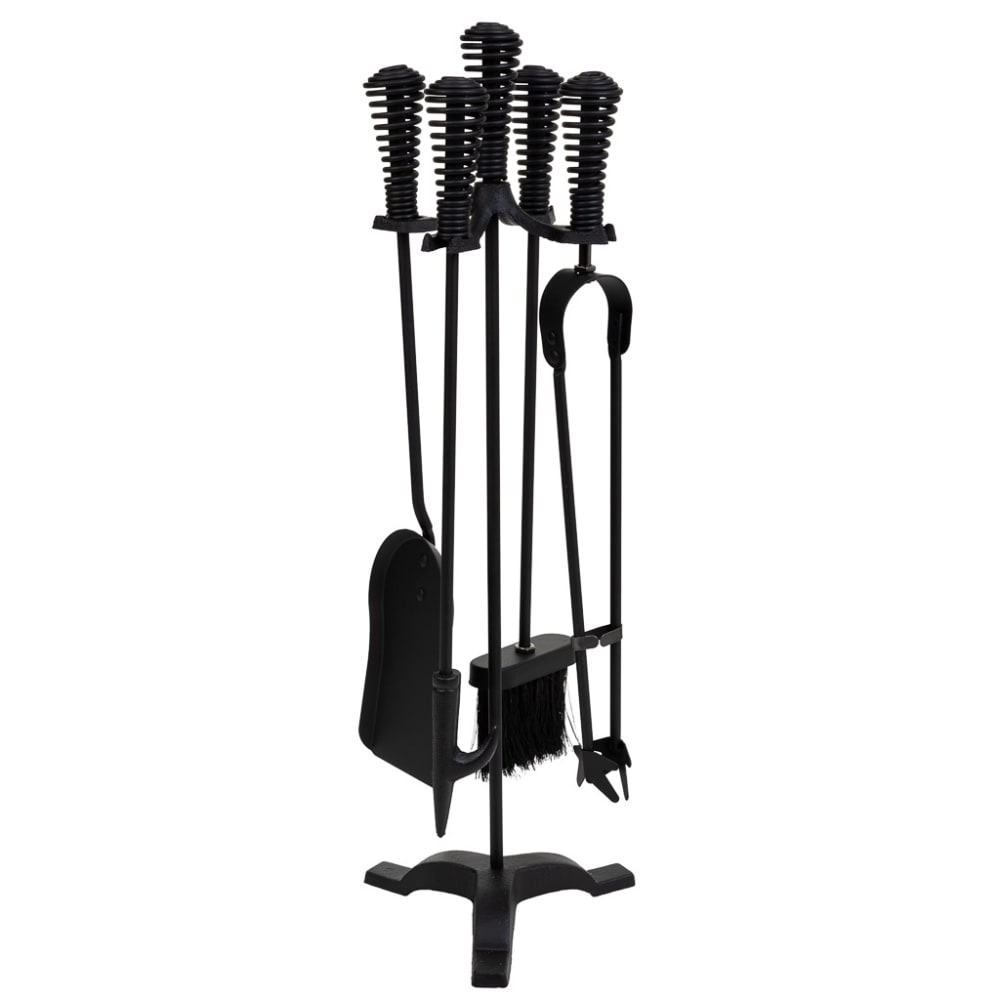Herramientas para la chimenea de metal negro set 5pcs 19x19x65h cm