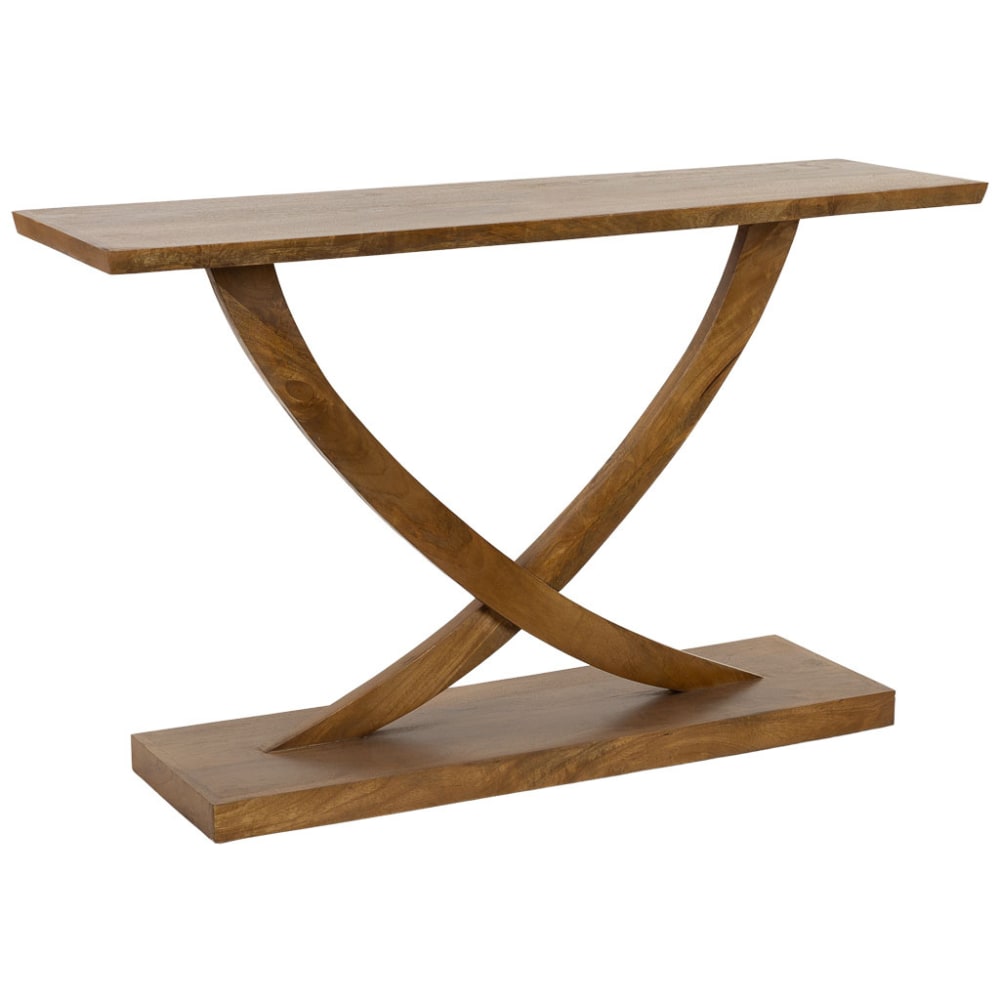 Recibidor de madera artesanal marrón 120x35x74h cm