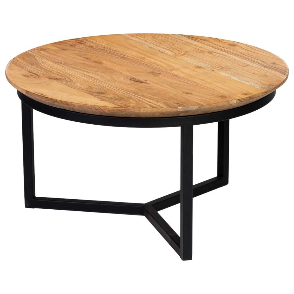 Table basse avec plateau en bois de manguier et fer 59x59x33h cm