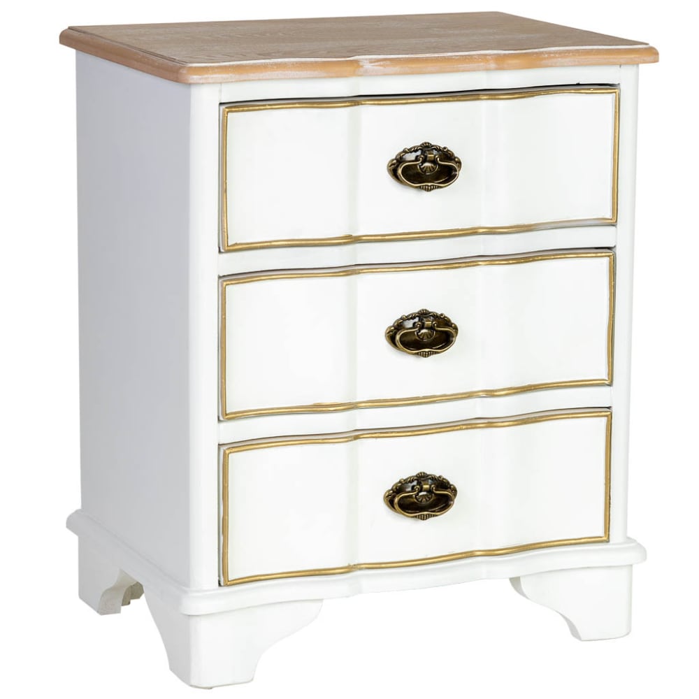 Table de chevet en bois blanc 50x35x60h cm