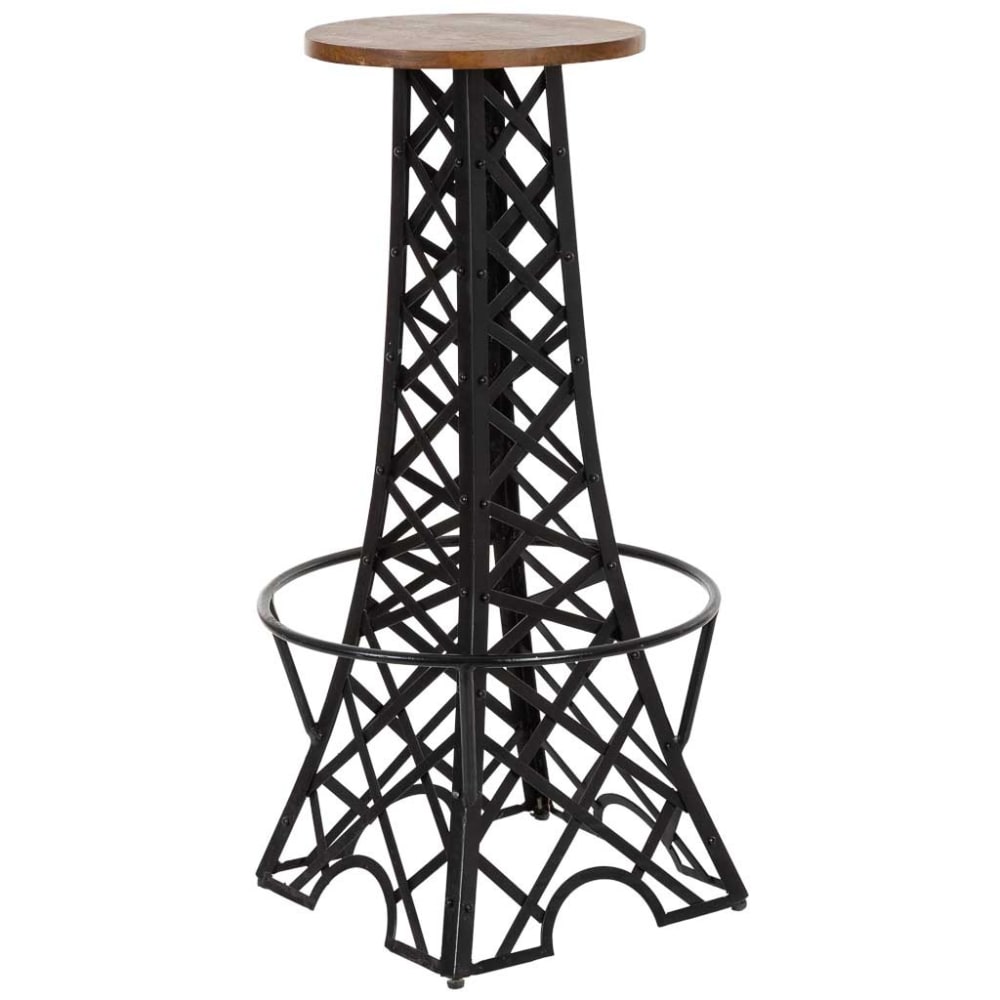 tabouret noir à assise - ronde