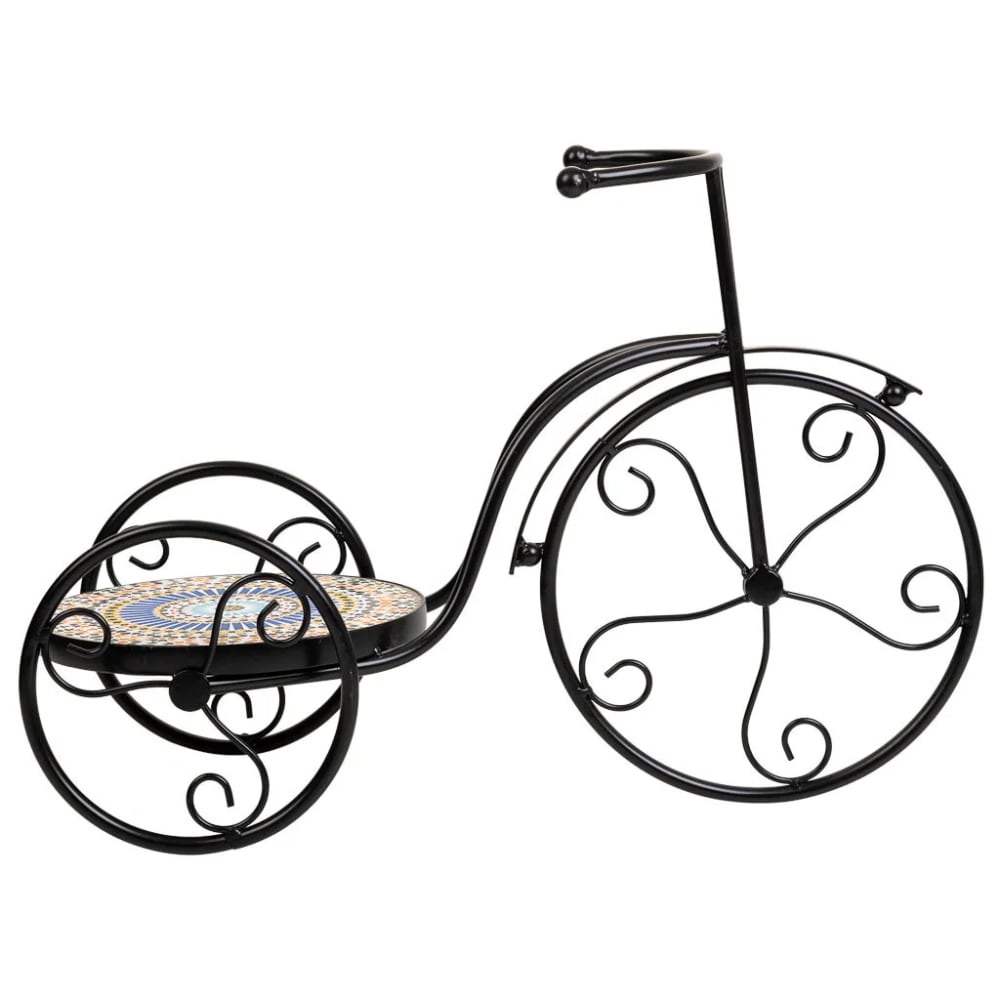 Porte-plante vélo mosaïque et fer forgé 53 x 24 x 36h cm