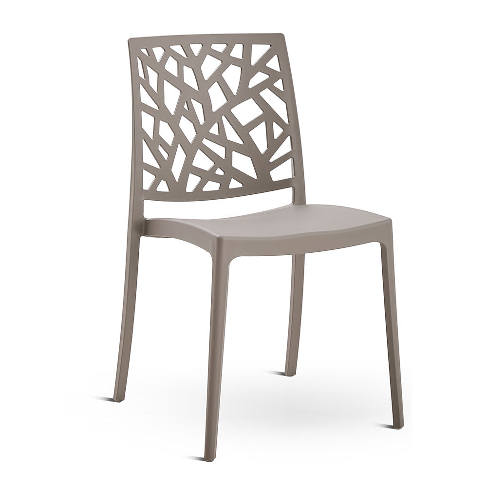 Beobeo 6er-Set stapelbare Gartenstühle aus Polypropylen taupe style modern - Harz