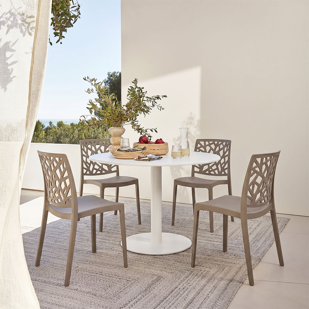 4er-Set stapelbare Gartenstühle aus Polypropylen taupe - Maisons