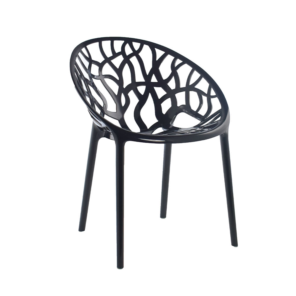 Lot de 2 chaises empilables en polycarbonate noir brillant