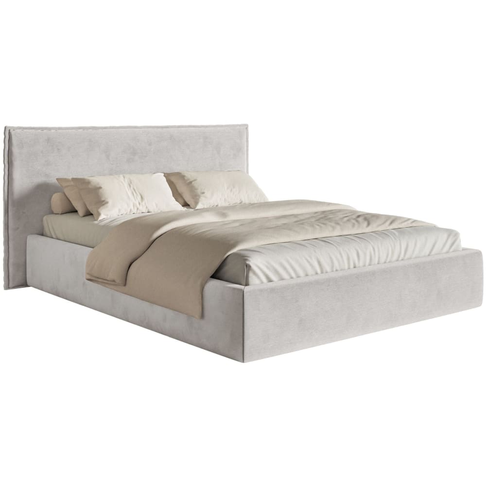 Selsey Polsterbett 140×200 mit Lattenrost, Velours hellgrau style modern - Stoff