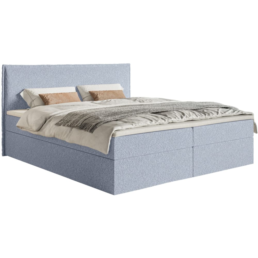 Selsey Boxspringbett 160x200 mit Topper und Stauraum, Chenille, Himmelblau style modern - Stoff