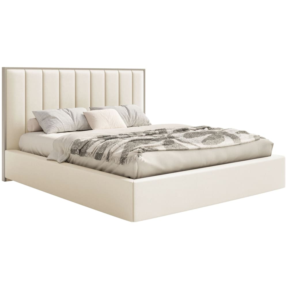 Selsey Polsterbett 160x200 mit Veloursbezug, Creme style modern Beige Stoff