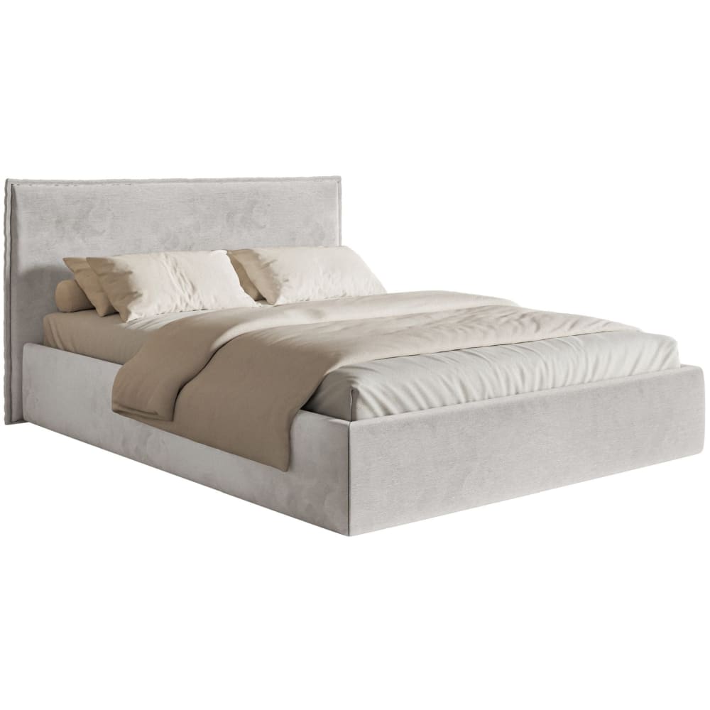 Selsey Polsterbett 160×200 mit Lattenrost, Velours hellgrau style modern - Stoff