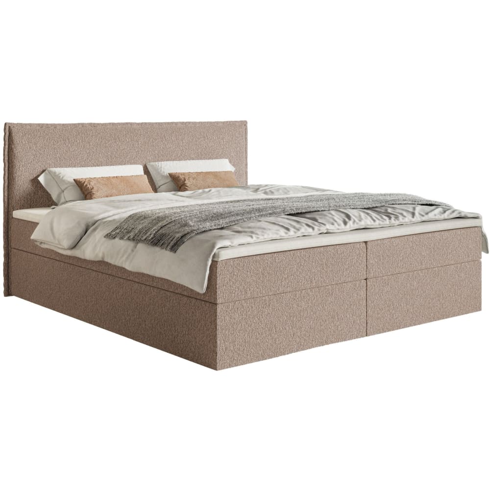 Selsey Boxspringbett 160x200 mit Topper und Stauraum, Chenille, Dunkelbeige style modern - Stoff