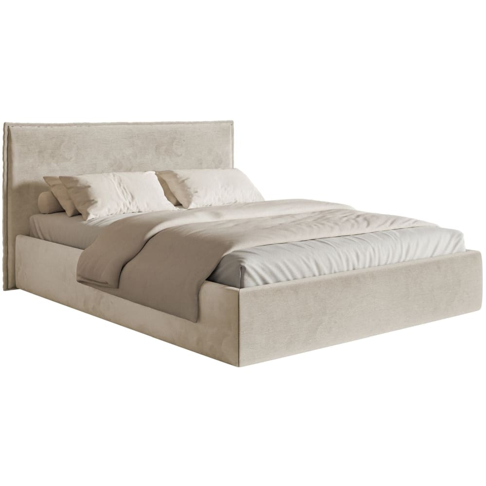 Selsey Polsterbett 200×200 mit Lattenrost, Velours beige style modern - Stoff