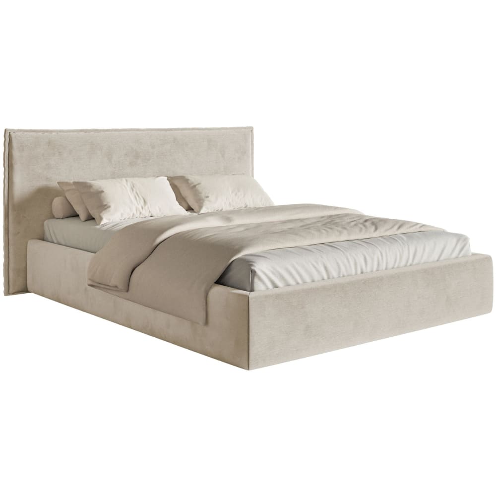 Selsey Polsterbett 160×200 mit Bettkasten, Lattenrost, Velours beige style modern - Stoff