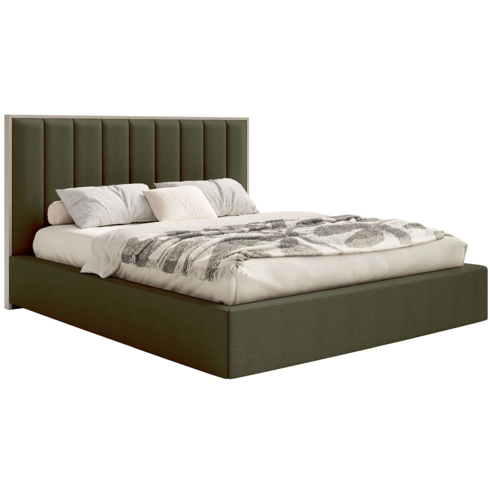 Selsey Polsterbett 140x200 mit Chenillebezug und Bettkasten, Dunkelgrün style modern - Stoff