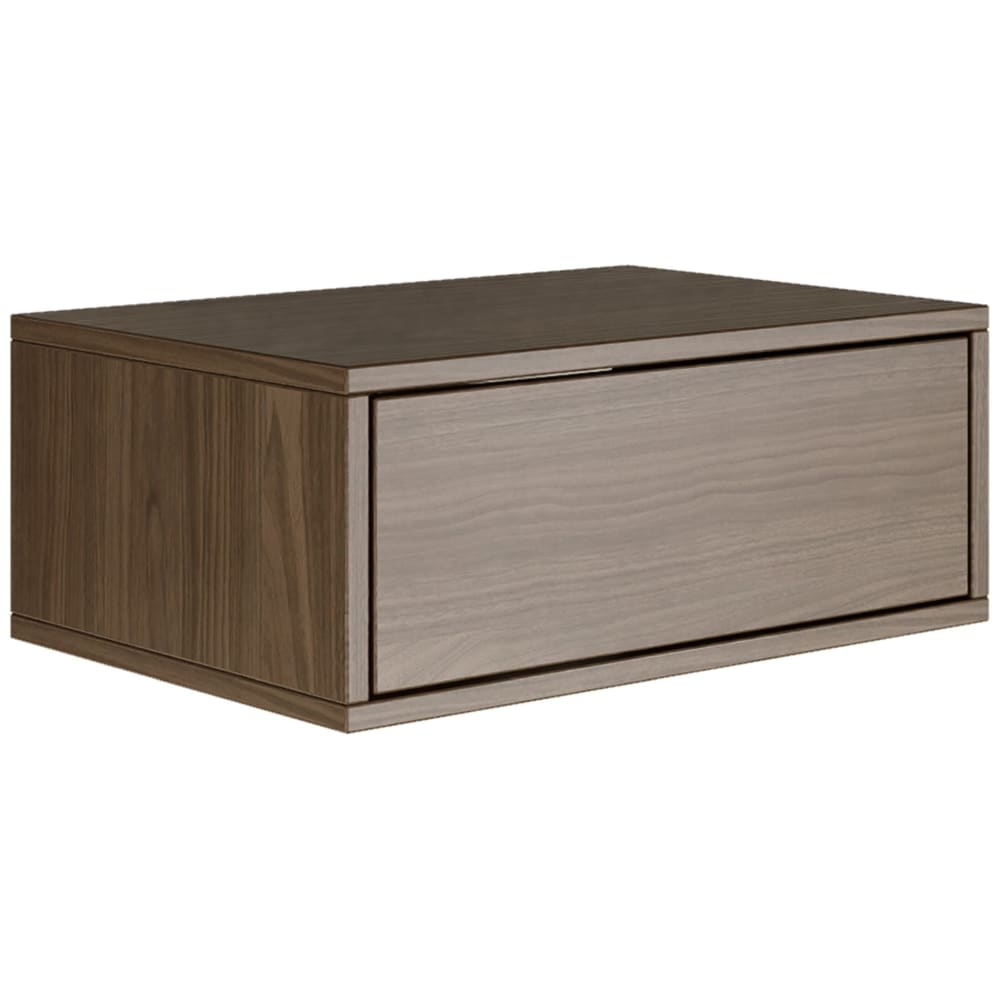 Table de chevet suspendue avec tiroir, effet bois noyer, 50 cm Table de chevet suspendue avec tiroir, effet bois noyer, 50 cm