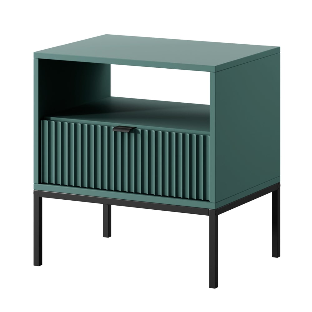 Table de chevet avec tiroir, vert, 54 cm