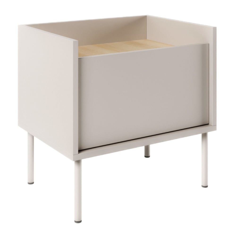 Selsey Nachttisch 1-türig, 50 cm, Kaschmirgrau / Holzoptik Eiche style modern Taupe Spanplatte