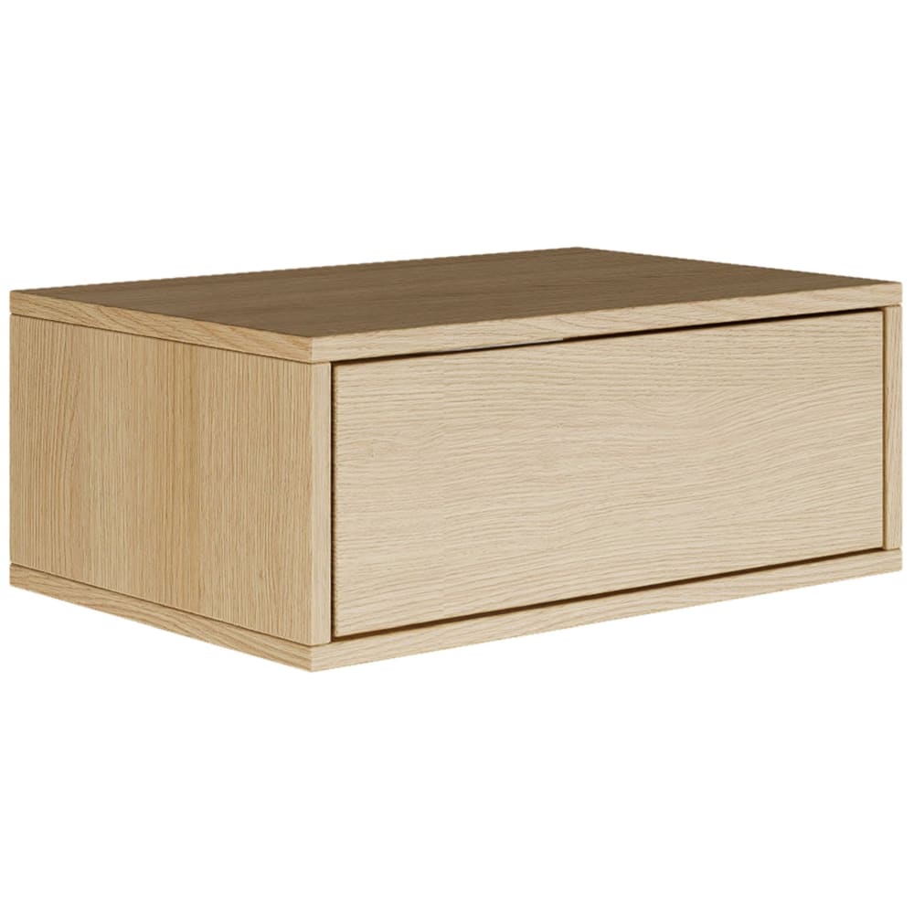 Table de chevet suspendue avec tiroir, effet bois chêne, 50 cm Table de chevet suspendue avec tiroir, effet bois chêne, 50 cm