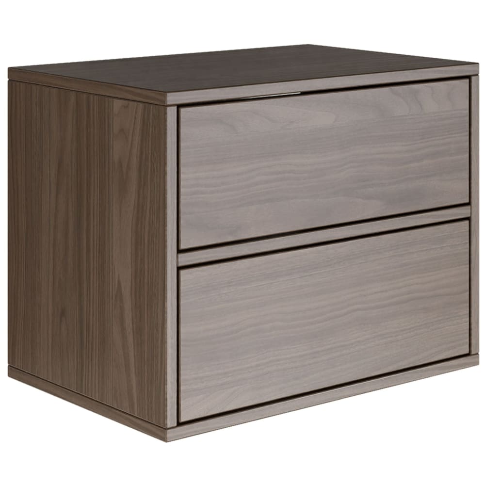 Table de chevet suspendue avec 2 tiroirs, effet bois noyer, 50 cm Table de chevet suspendue avec 2 tiroirs, effet bois noyer, 50 cm