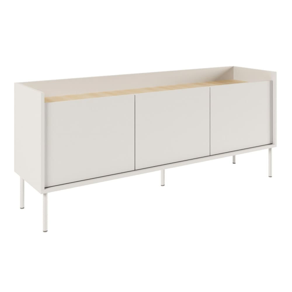 Meuble TV 3 portes, 140 cm, blanc / couleur chêne